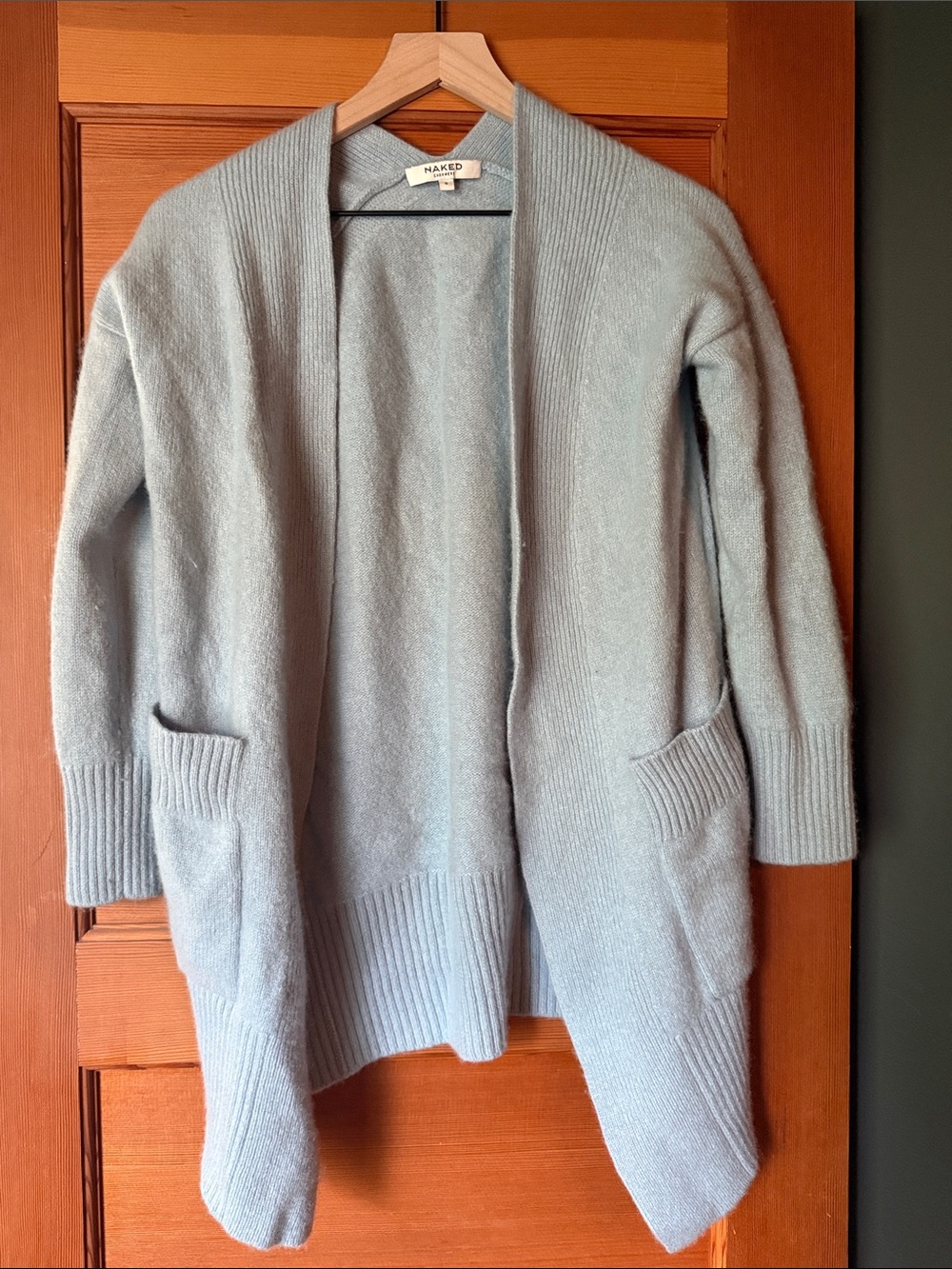 NakedCashmere Baby Blue Open-Front Patch Pocket Cardigan
